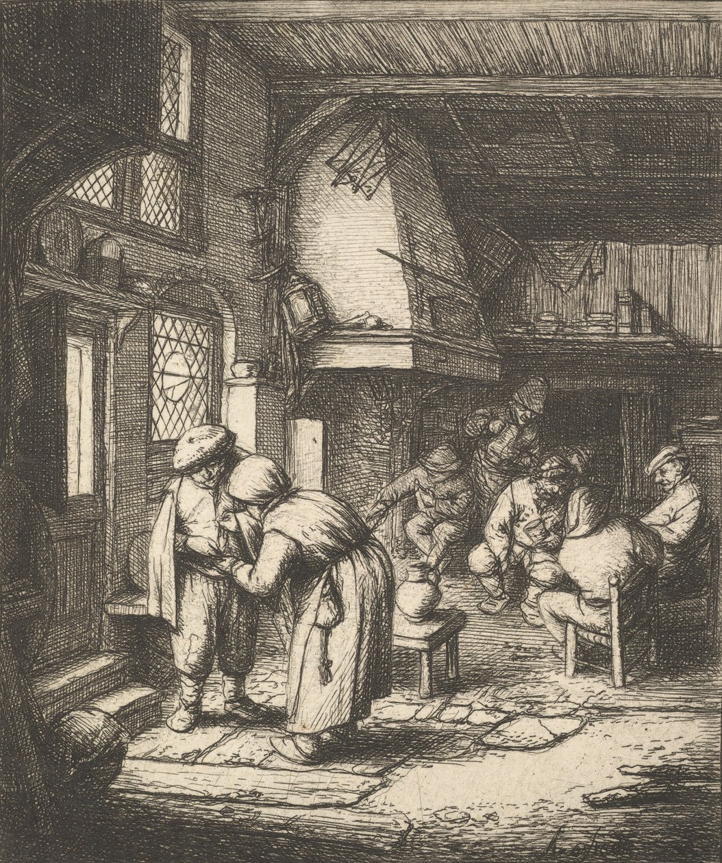Camponês pagando sua conta, 1610-85. de Adriaen van Ostade