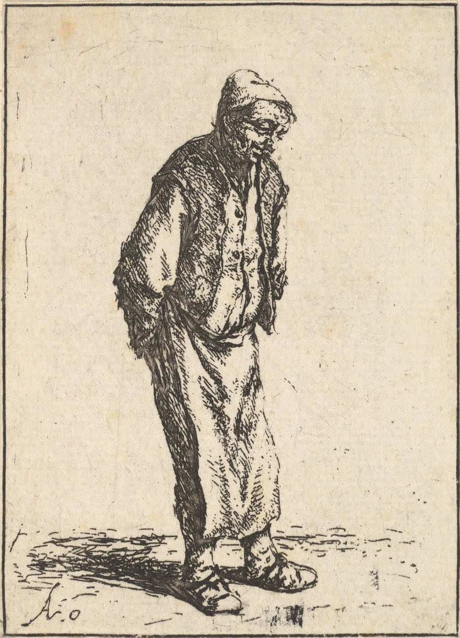 Camponês com as mãos atrás das costas, 1610-85. de Adriaen van Ostade