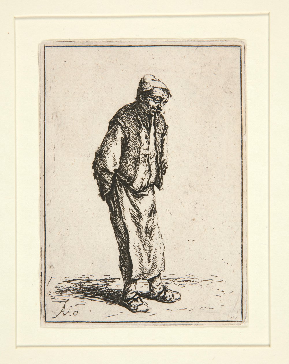 Camponês com as mãos atrás das costas de Adriaen van Ostade