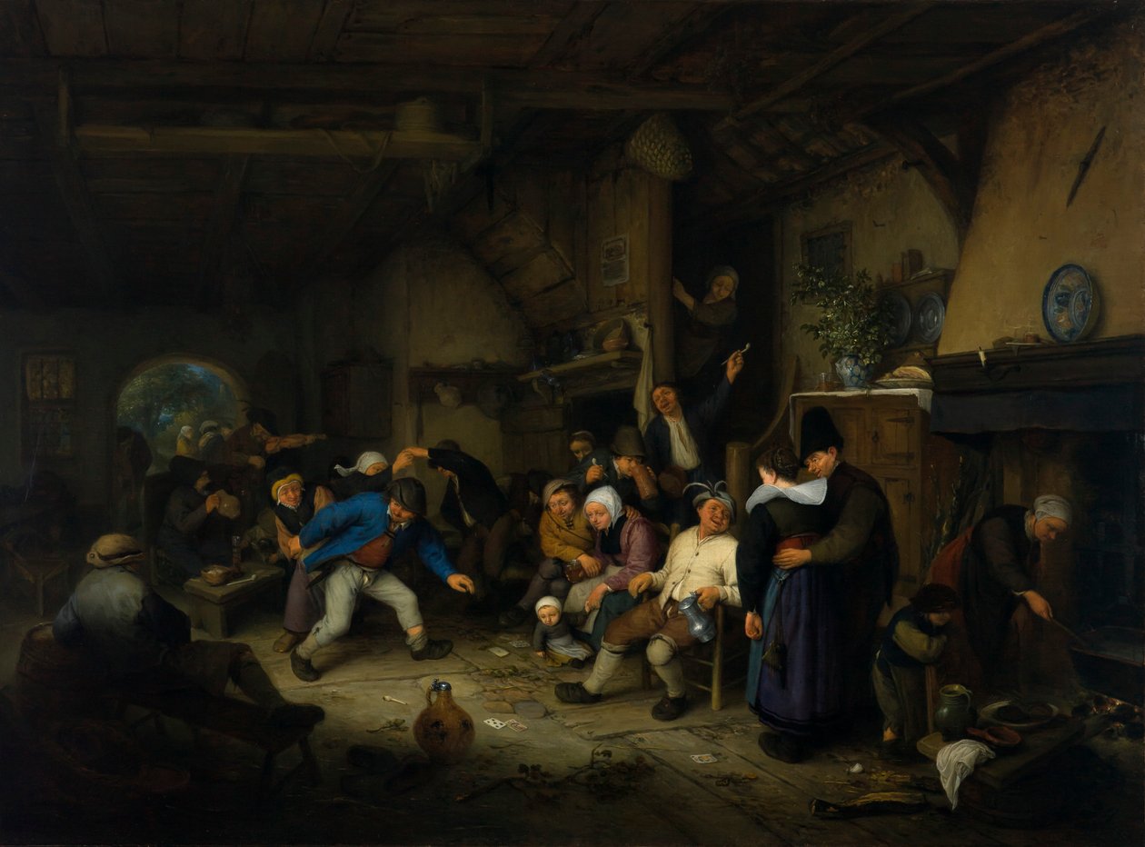 Camponeses dançando em uma taverna de Adriaen van Ostade