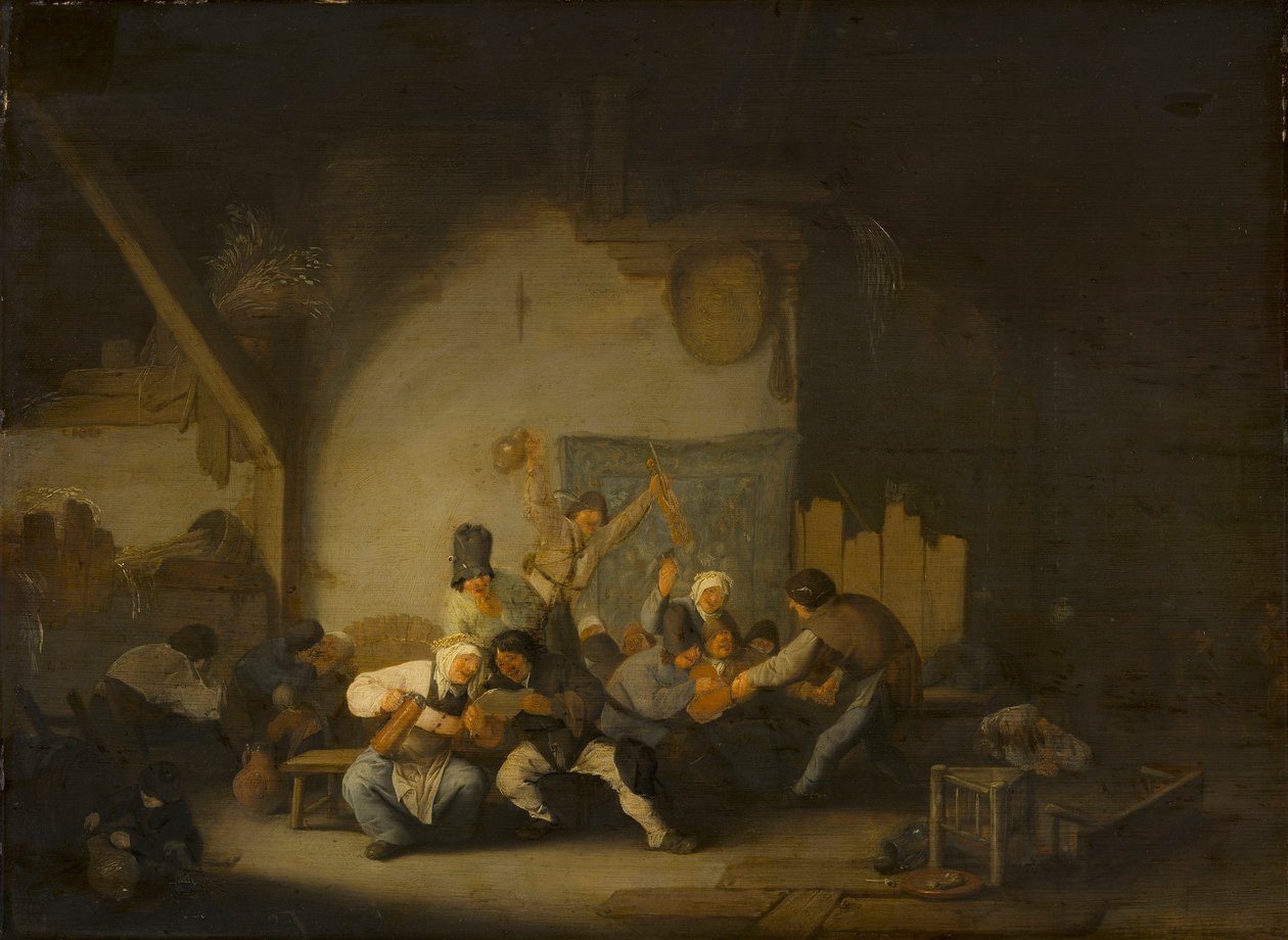 Camponeses em festa de Adriaen van Ostade