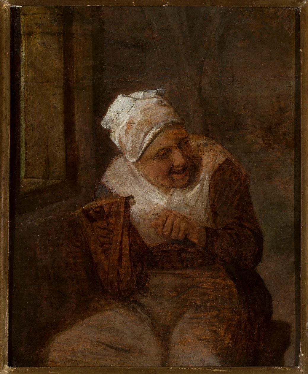 Mulher a fiar junto à janela de Adriaen van Ostade