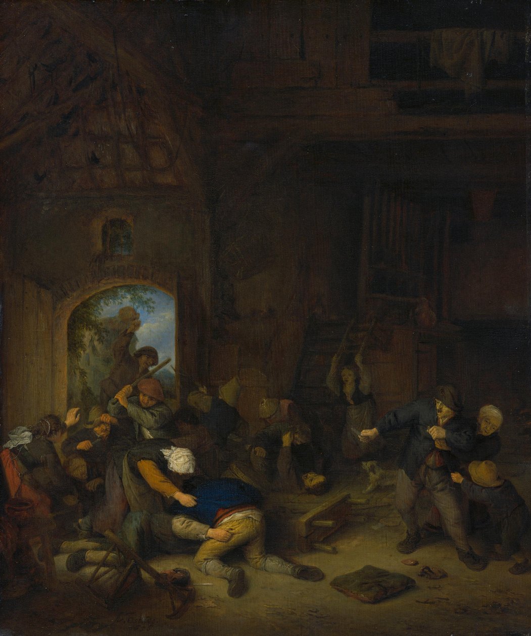 Camponeses em luta de Adriaen van Ostade