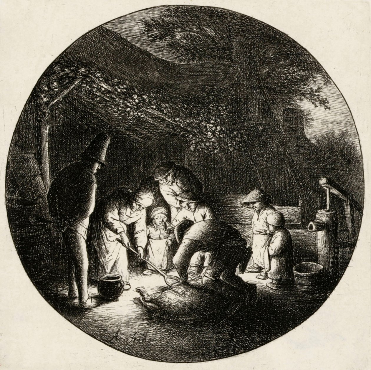 Abate de um porco de Adriaen van Ostade