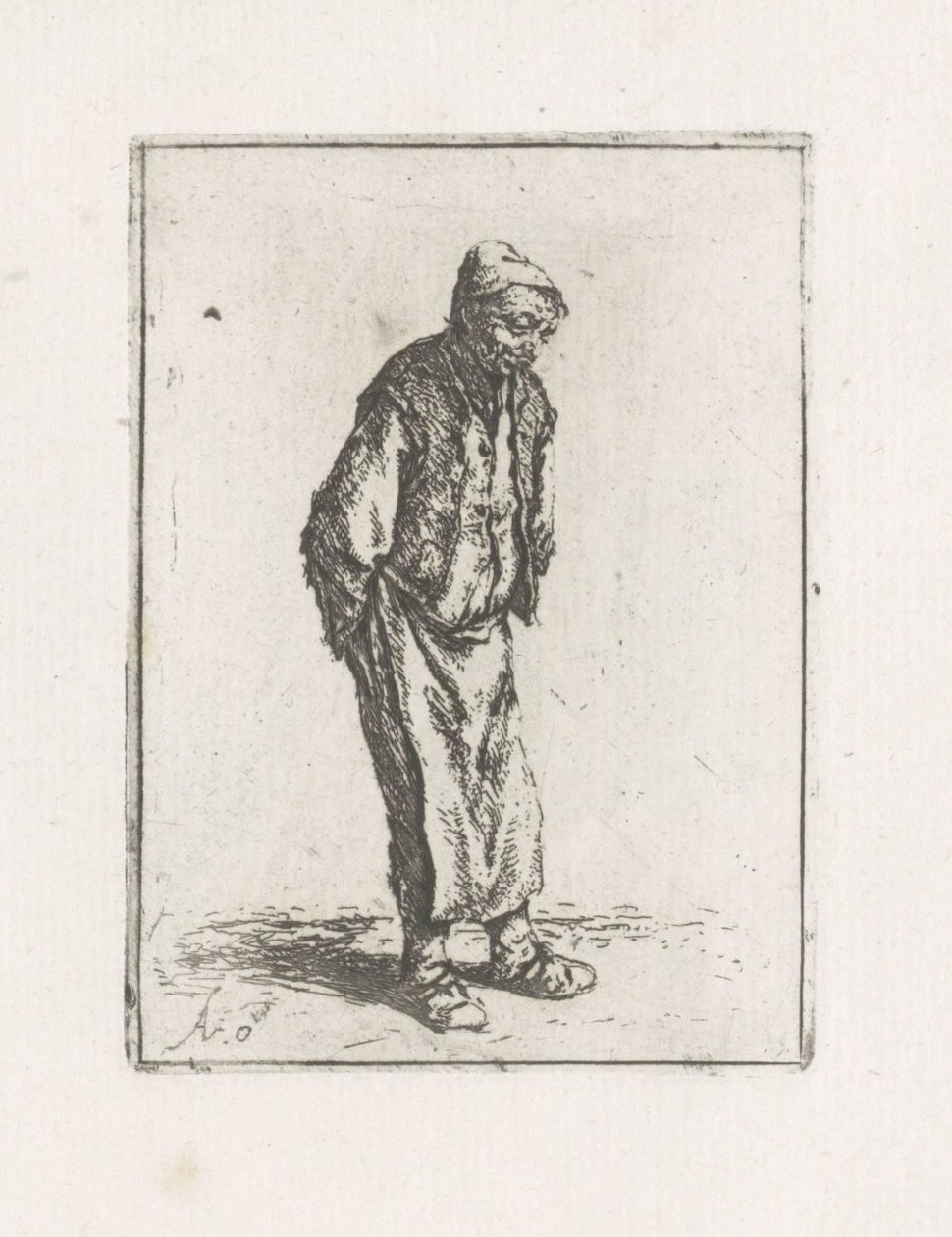 Homem de pé com as mãos atrás das costas de Adriaen van Ostade
