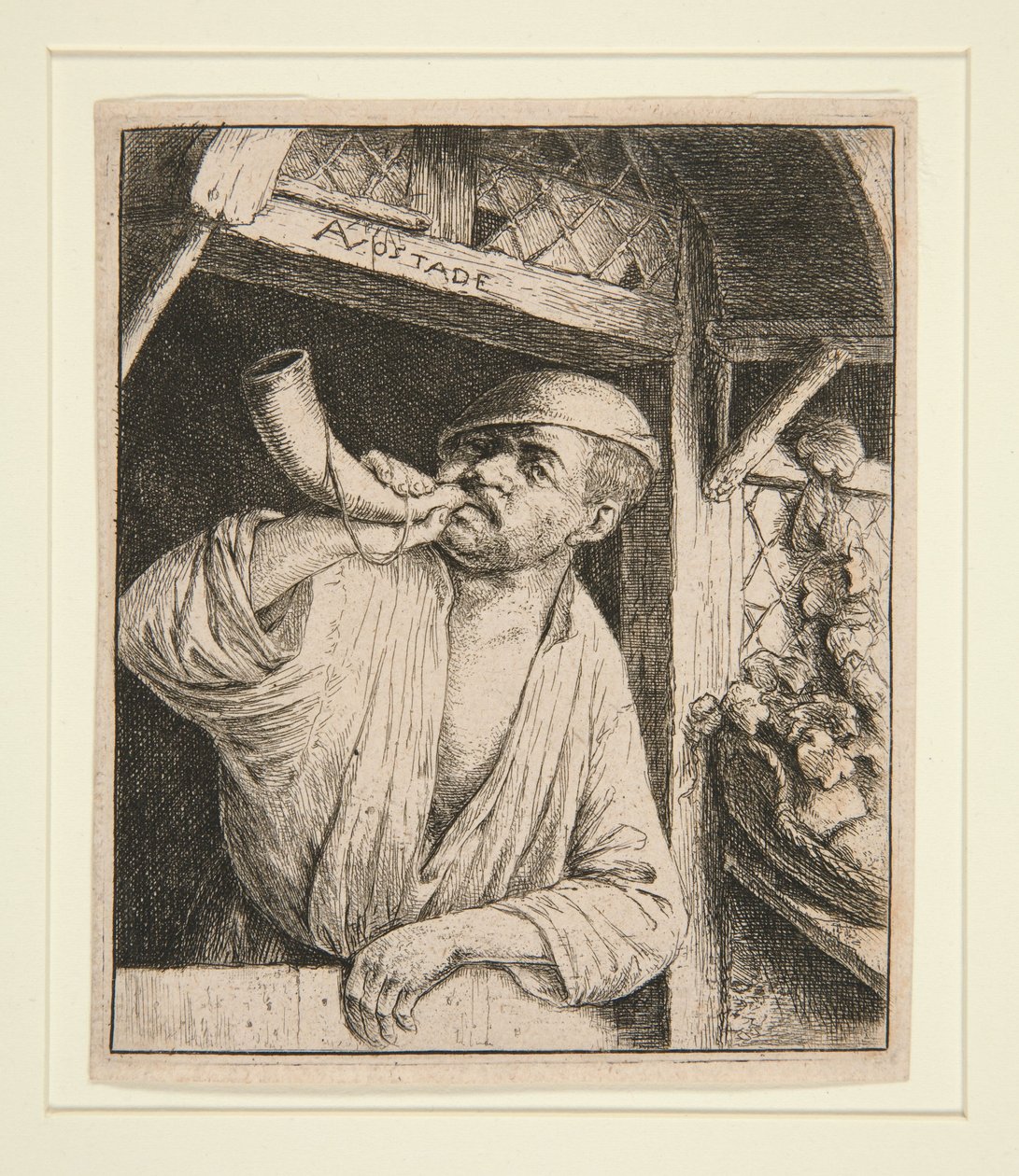 O padeiro a tocar a sua buzina de Adriaen van Ostade