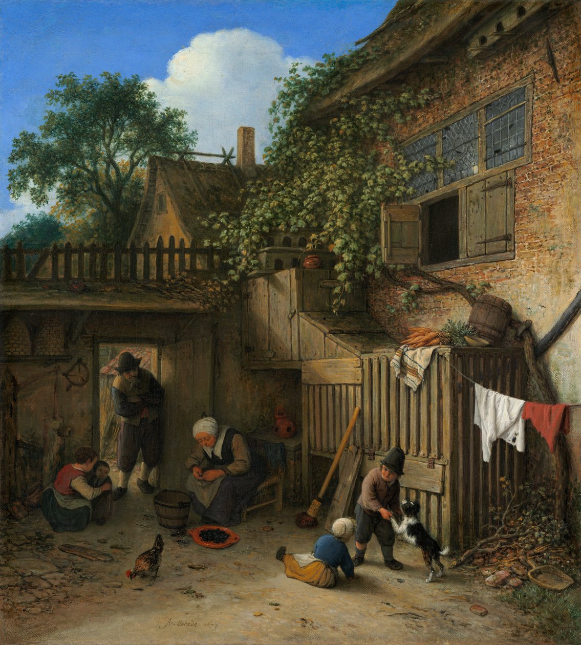 O pátio da casa de campo, 1673. de Adriaen van Ostade