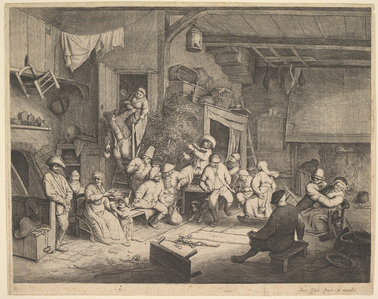 A Dança na Estalagem, 1652. de Adriaen van Ostade