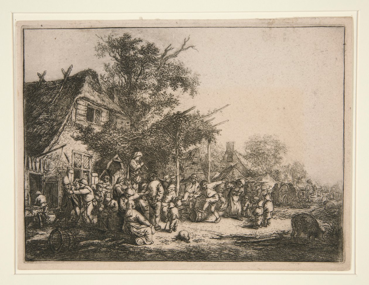 A dança sob a treliça de Adriaen van Ostade