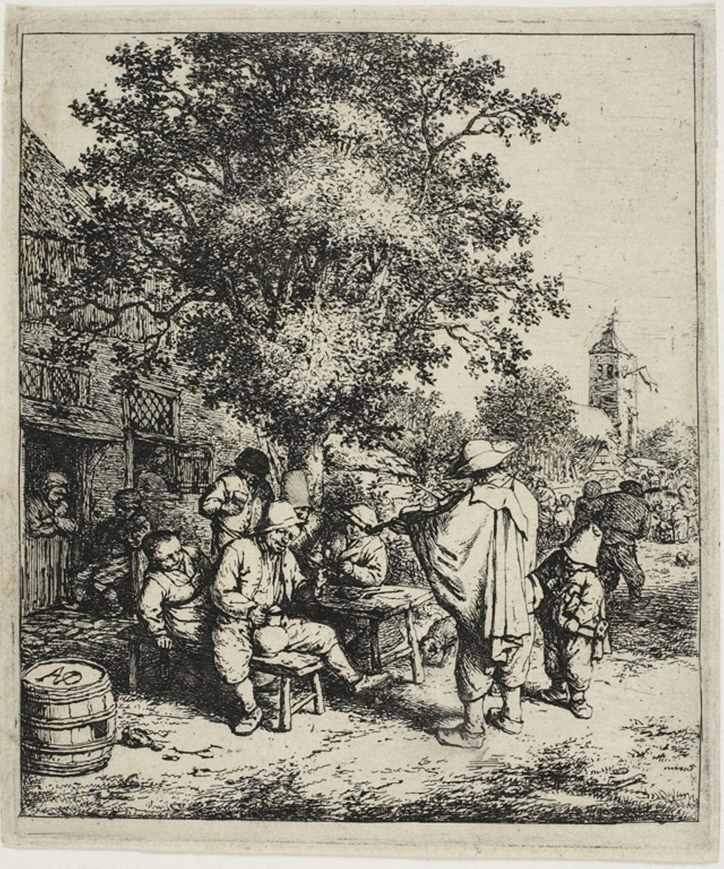 O Violinista e o Menino de Hurdy-Gurdy de Adriaen van Ostade