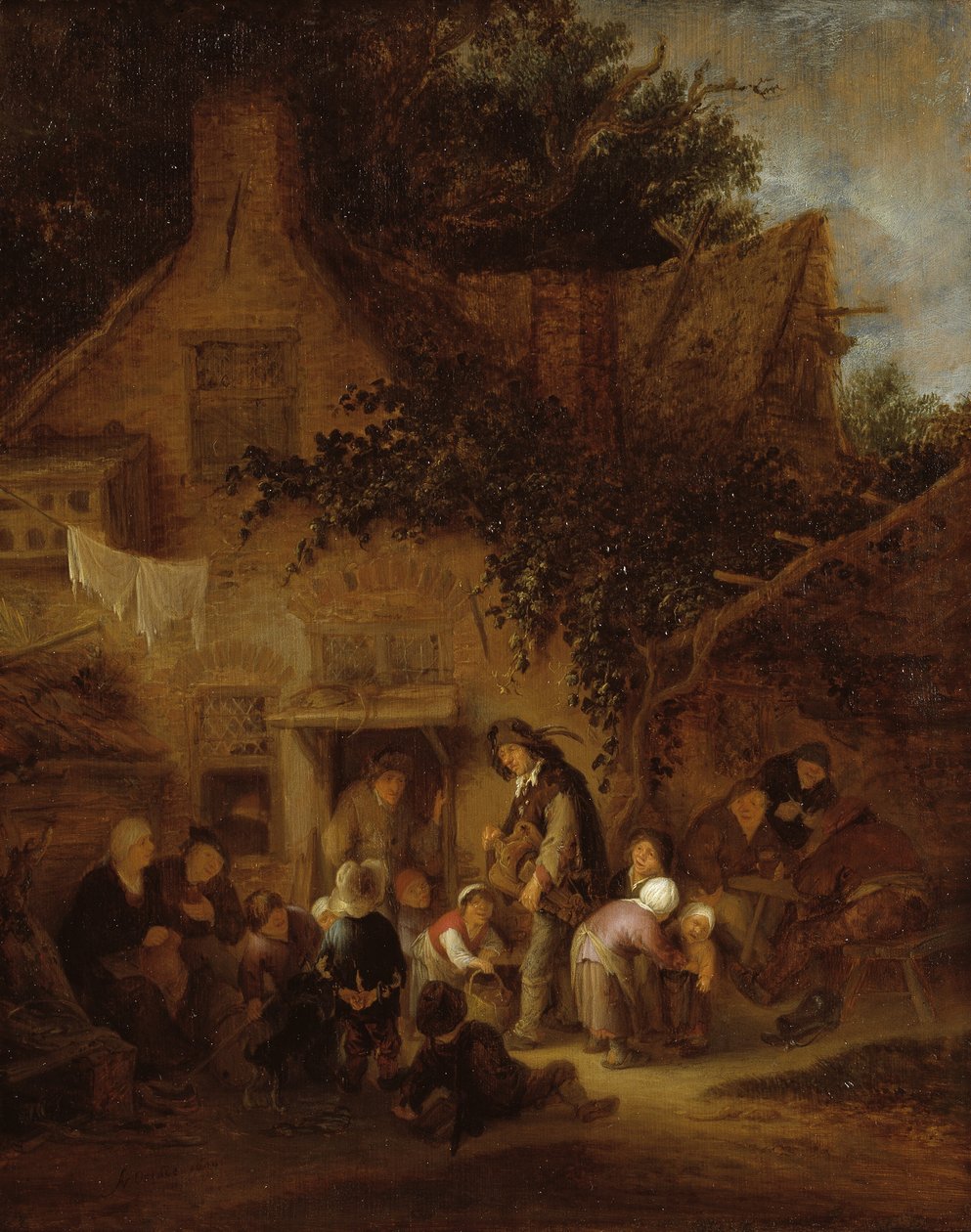 O Moedor de Órgãos Fora de uma Casa de Campo de Adriaen van Ostade