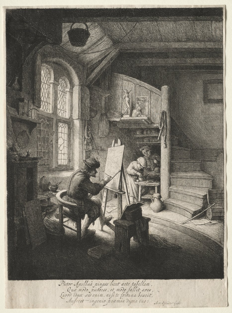 O estúdio do pintor de Adriaen van Ostade