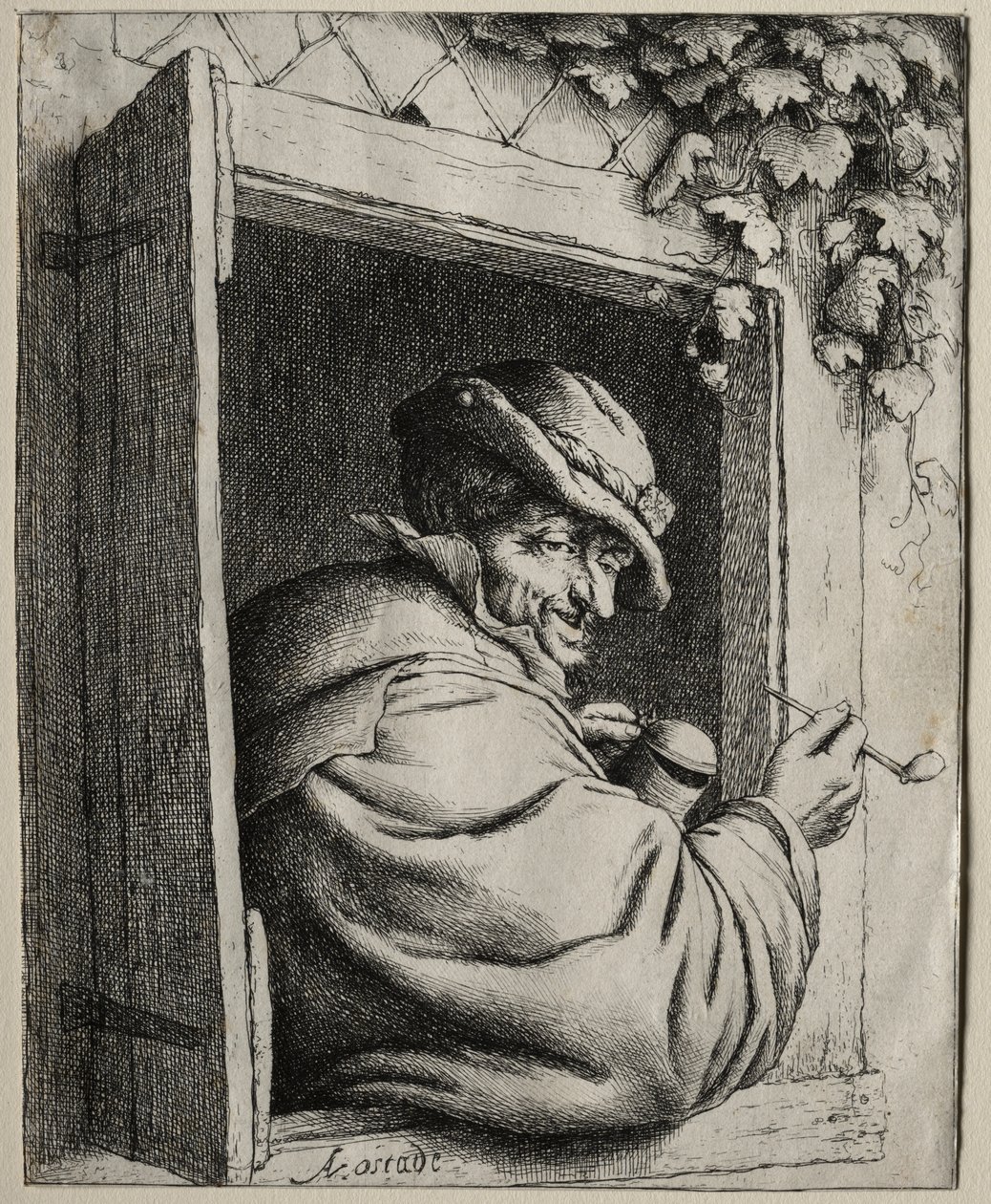 O fumante na janela de Adriaen van Ostade