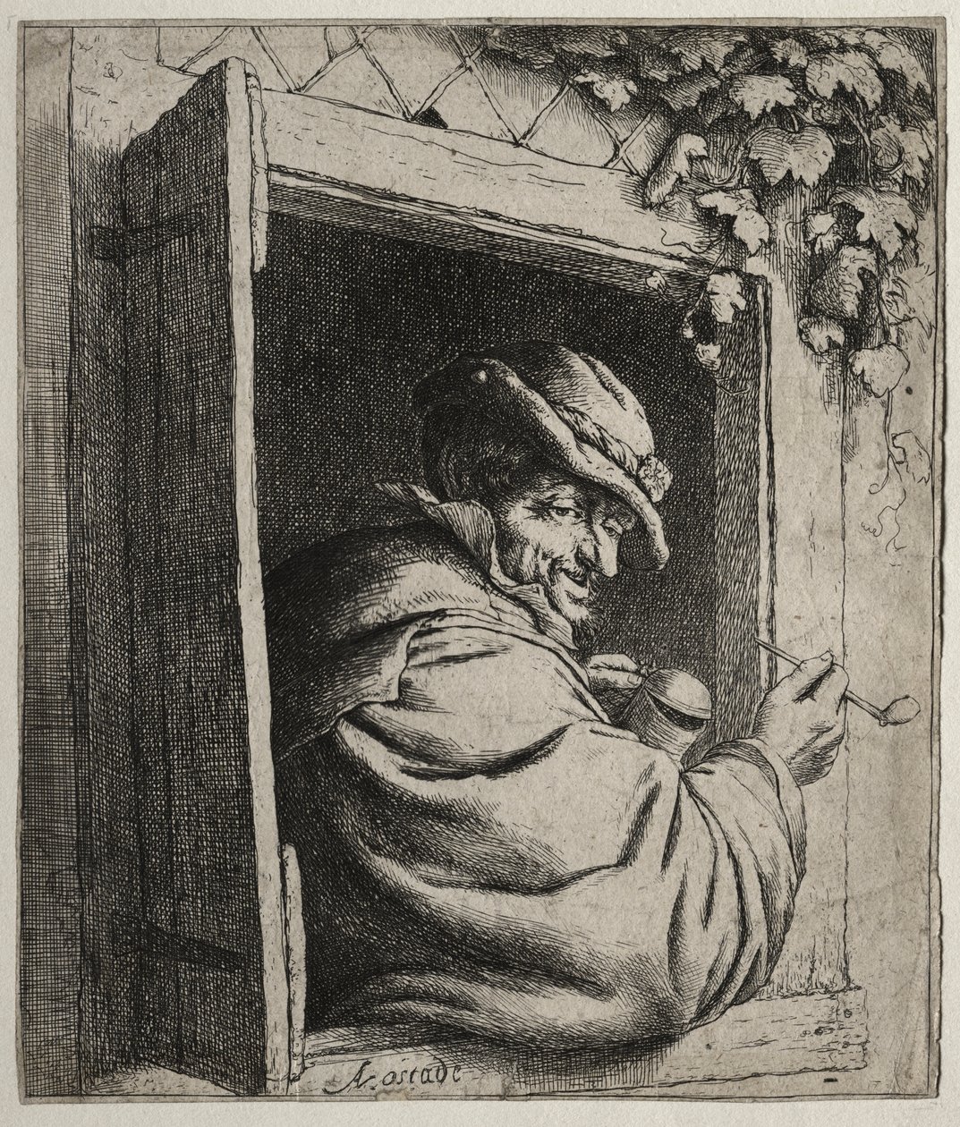 O fumante na janela de Adriaen van Ostade