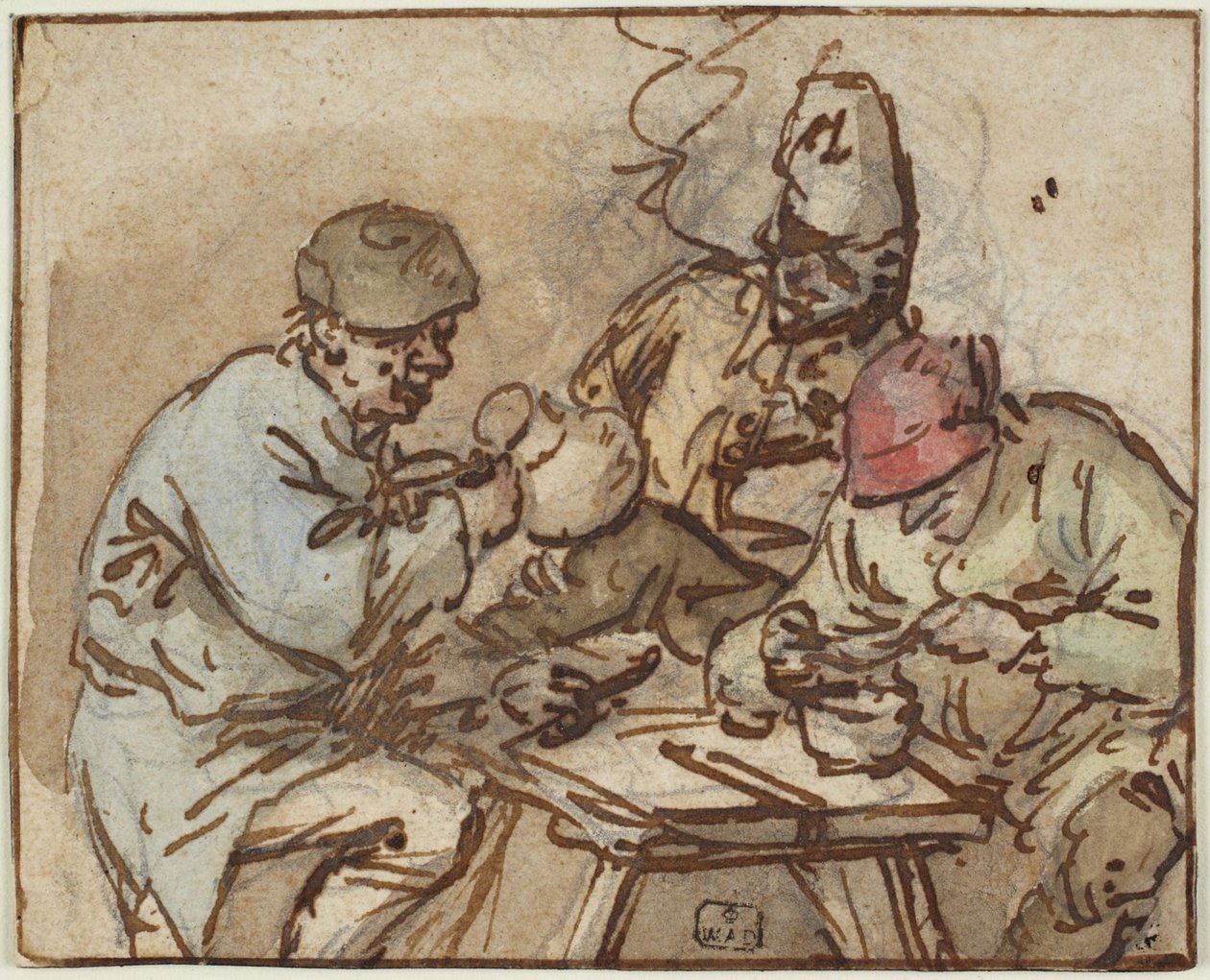 Três Homens à Mesa de Adriaen van Ostade