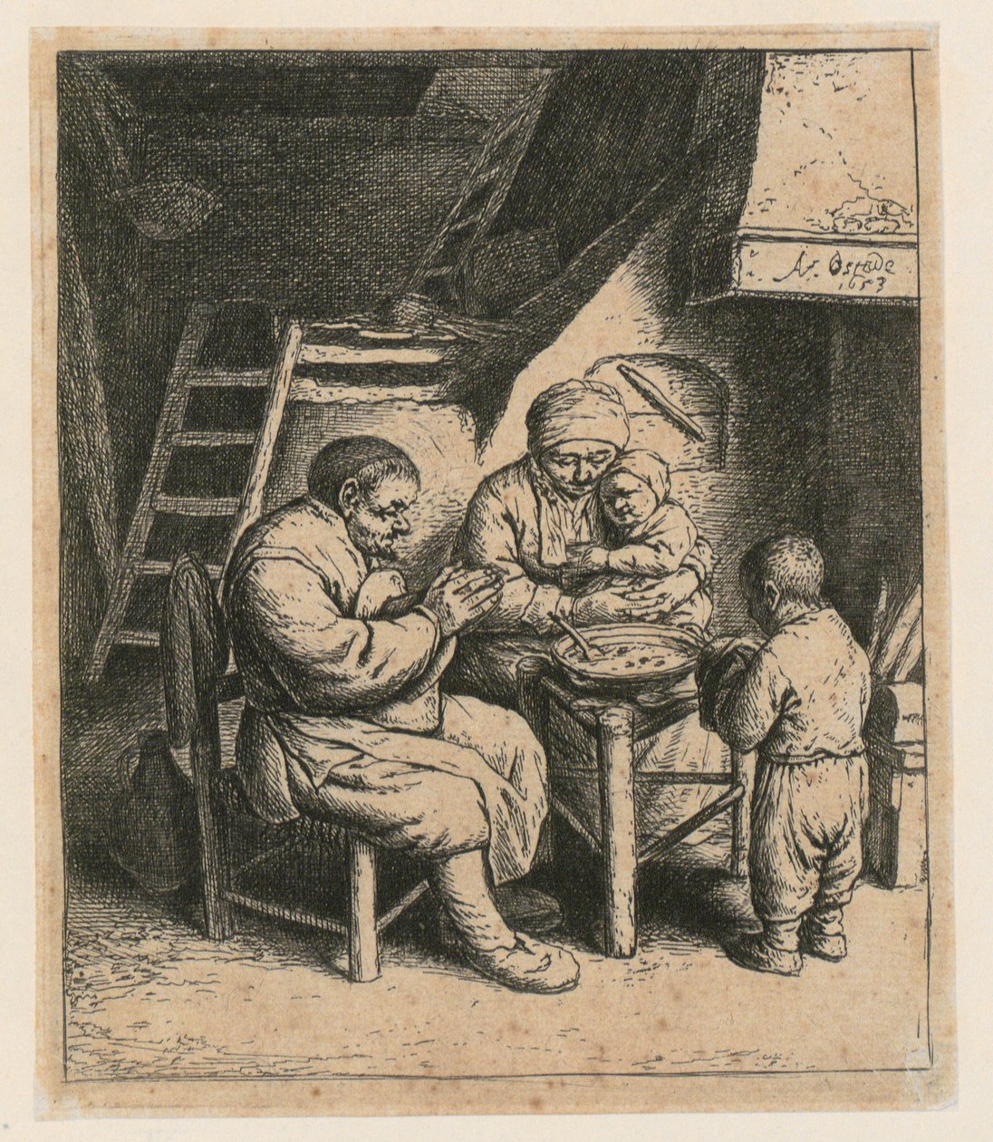 Oração antes da refeição de Adriaen van Ostade