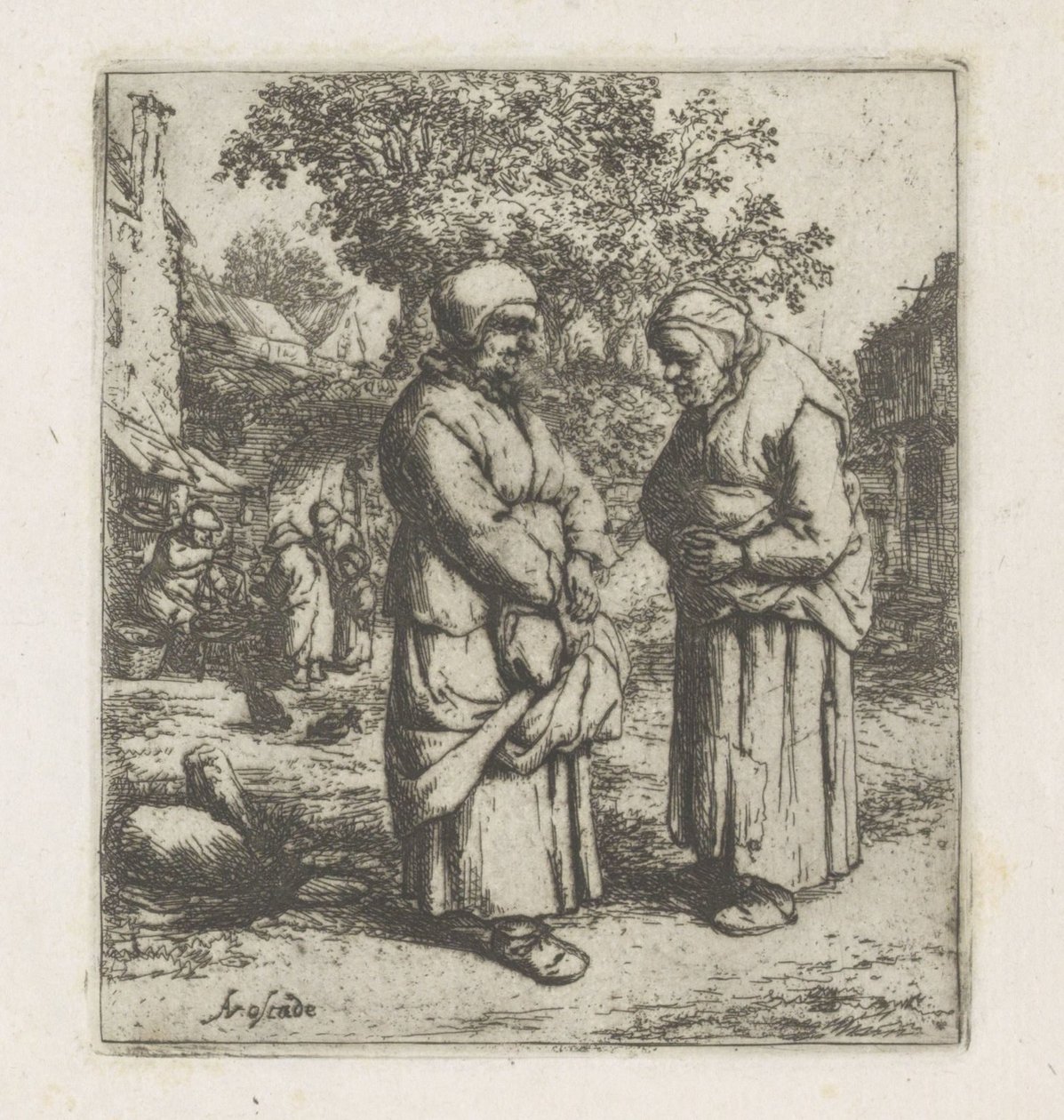 Duas velhas conversando Os dois fofoqueiros de Adriaen van Ostade