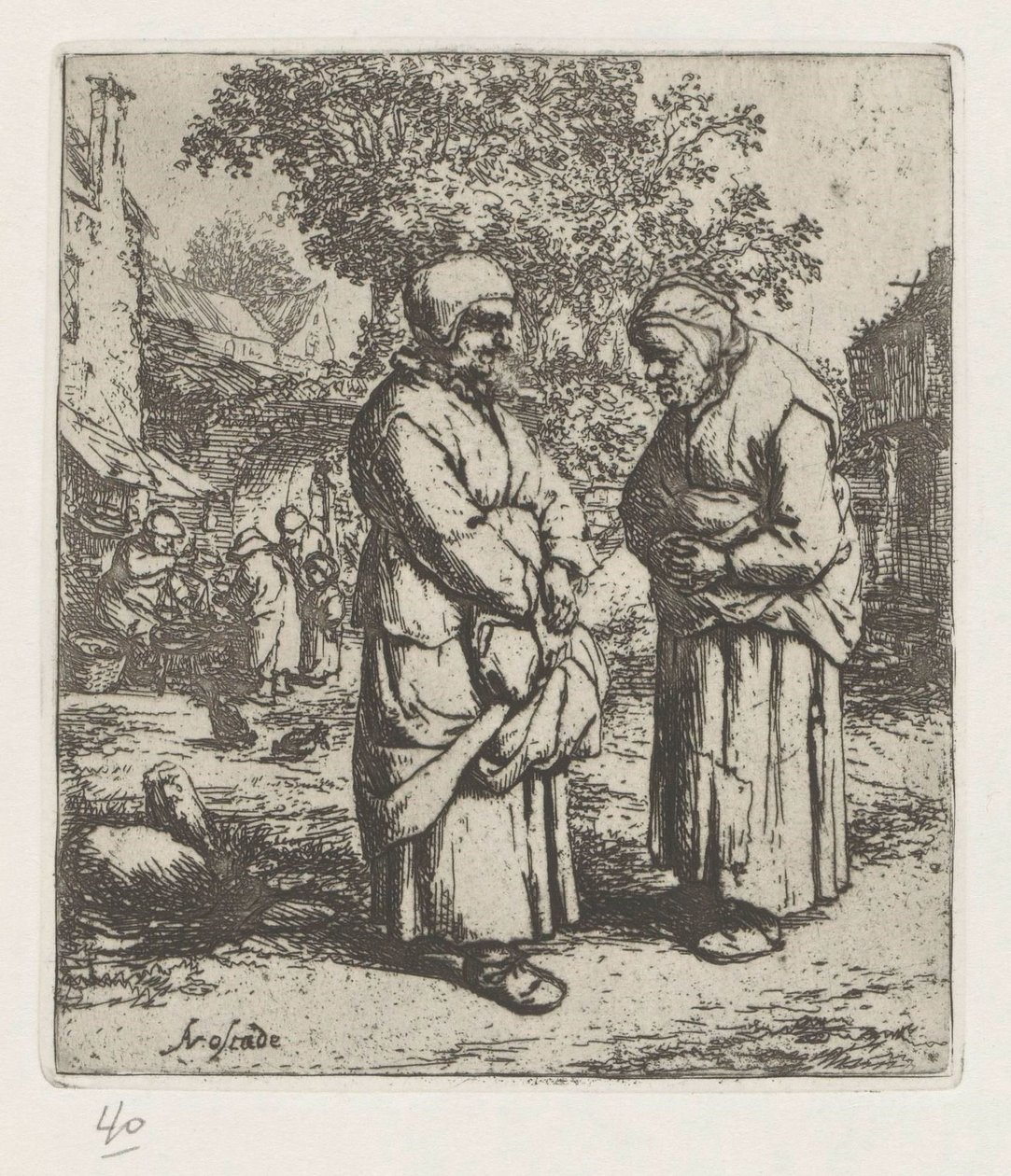 Duas mulheres idosas em conversa de Adriaen van Ostade