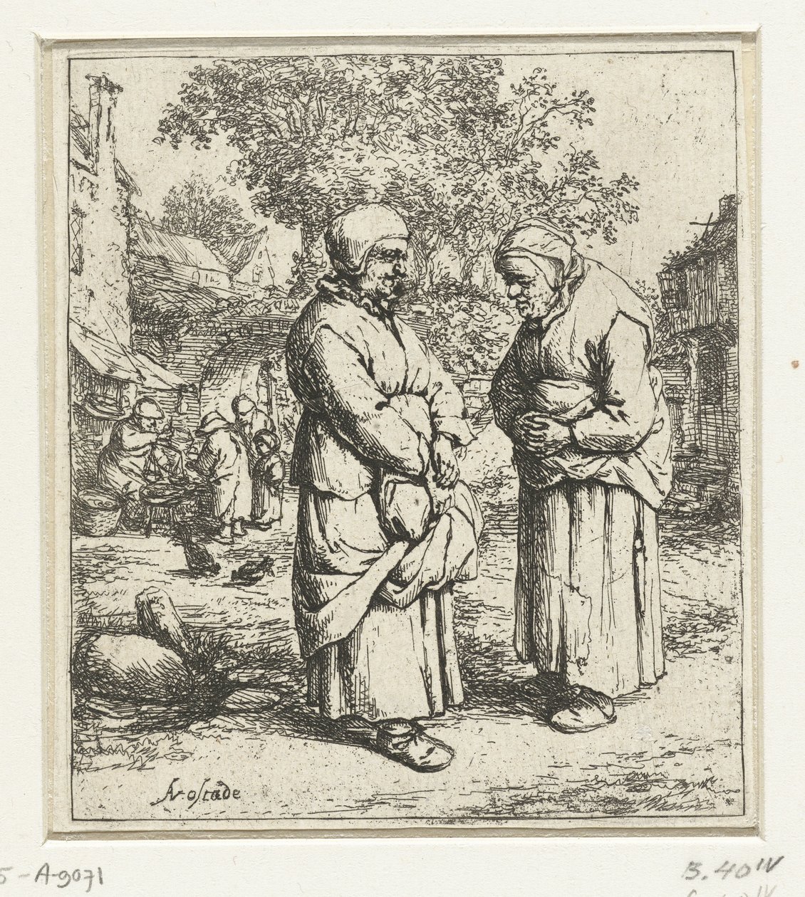 Duas velhas conversando de Adriaen van Ostade