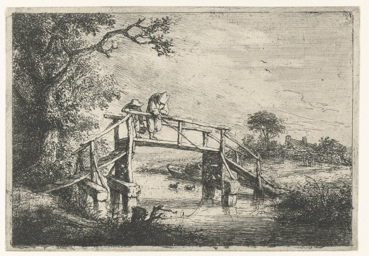 Dois pescadores em uma ponte o pescador de Adriaen van Ostade