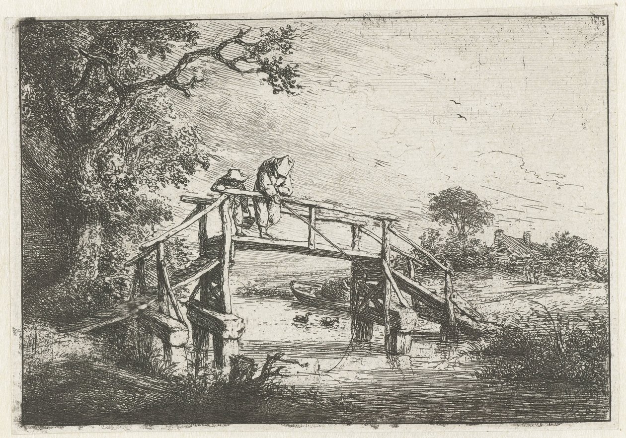 Dois pescadores em uma ponte o pescador de Adriaen van Ostade