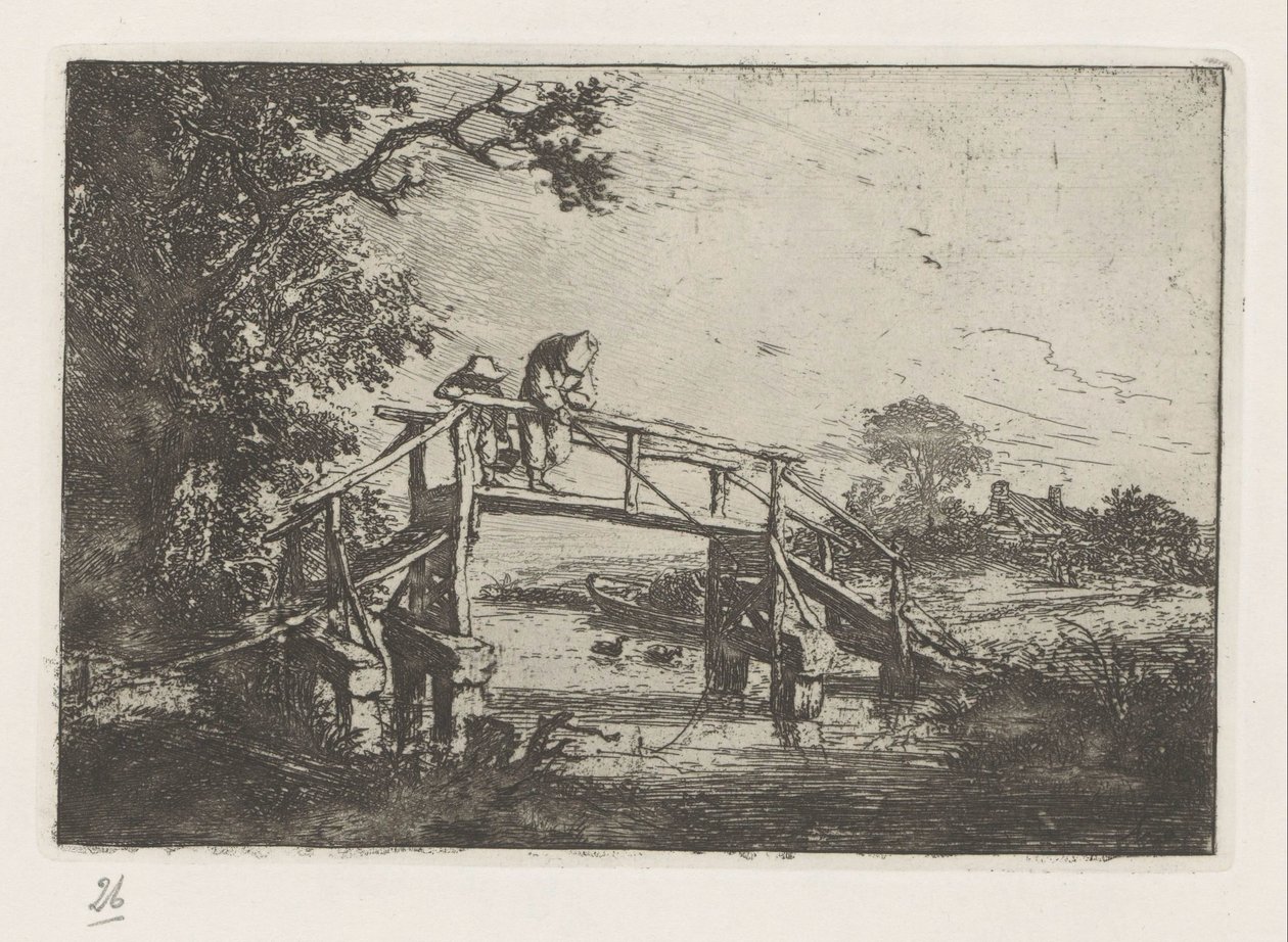 Dois pescadores em uma ponte de Adriaen van Ostade
