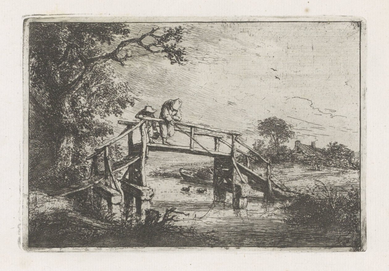 Dois pescadores numa ponte de Adriaen van Ostade