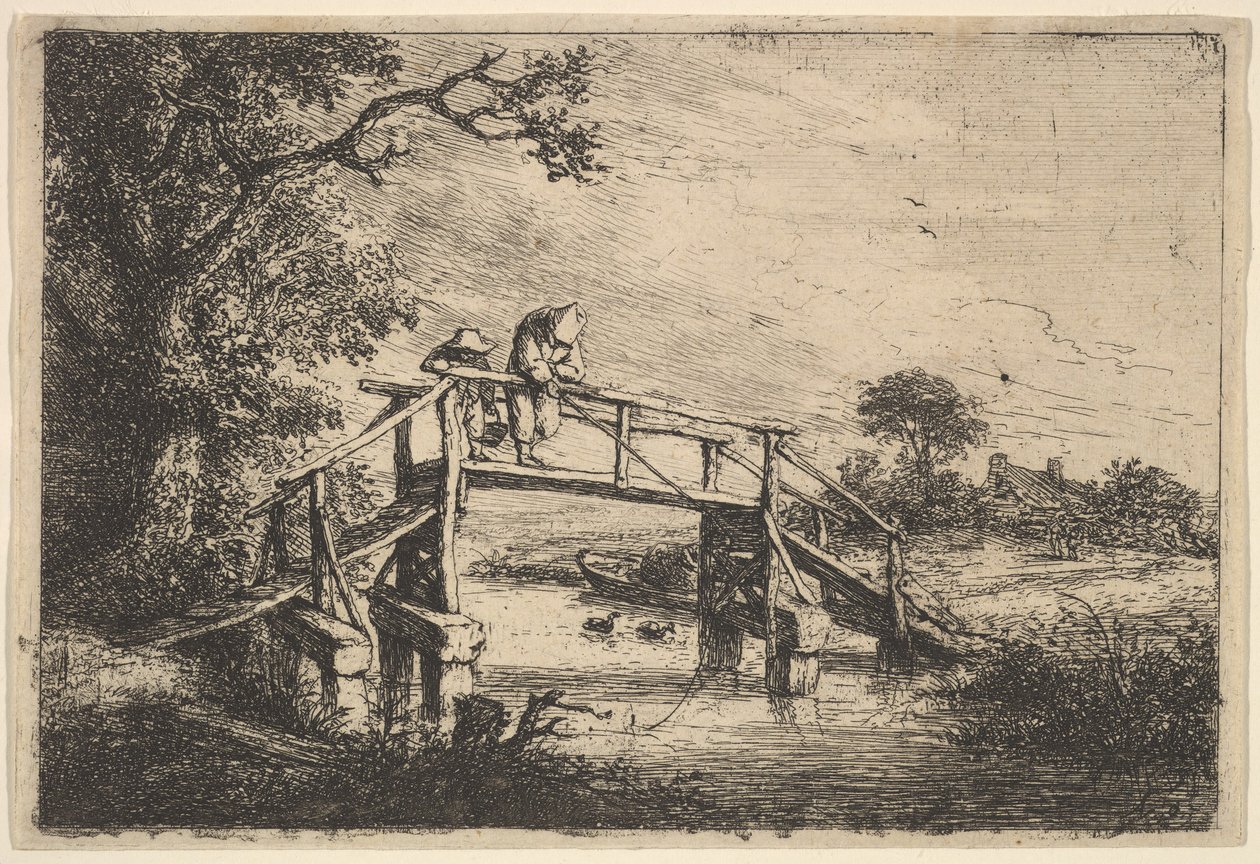 Dois pescadores em uma ponte, 1647. de Adriaen van Ostade