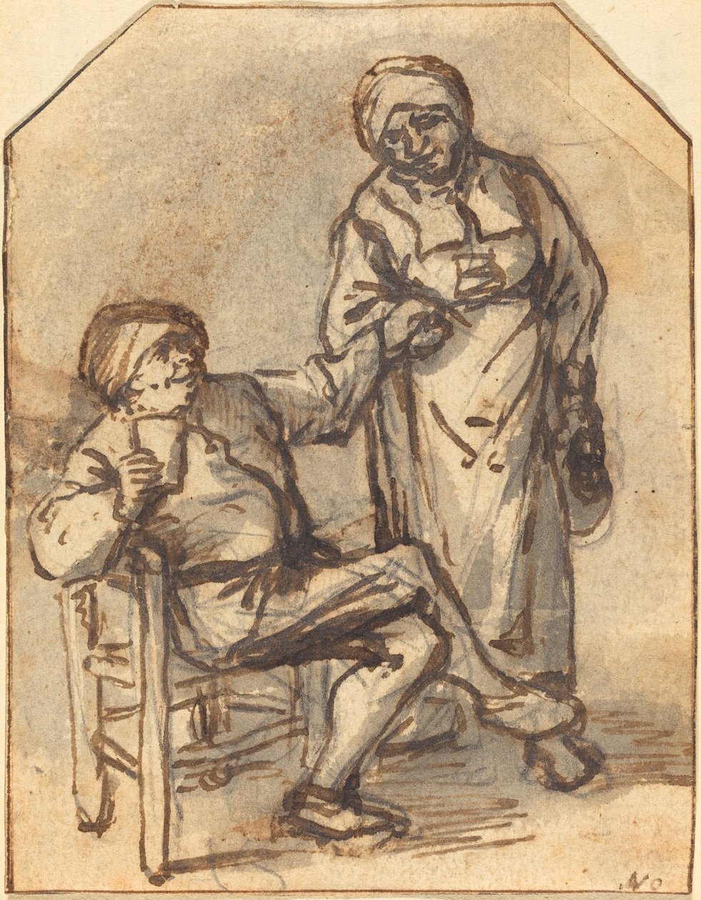 Dois camponeses bebendo de Adriaen van Ostade