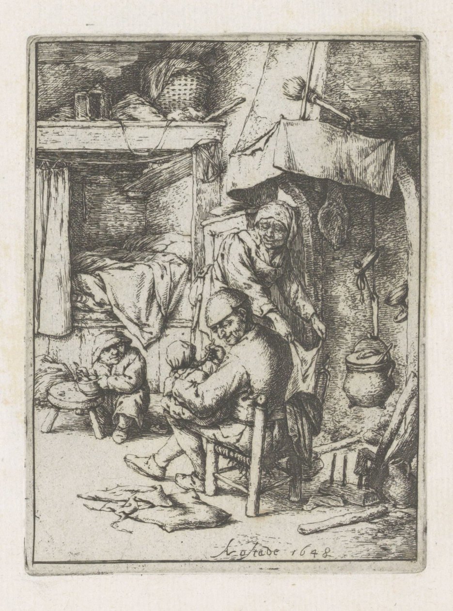 O pai alimenta um filho
As famílias pater de Adriaen van Ostade
