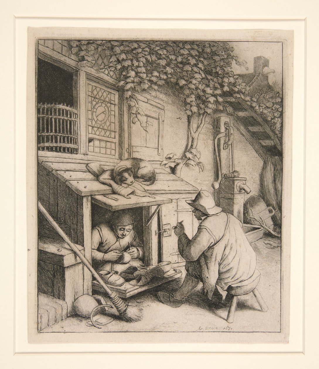 a. O sapateiro b. Os cantores de Adriaen van Ostade
