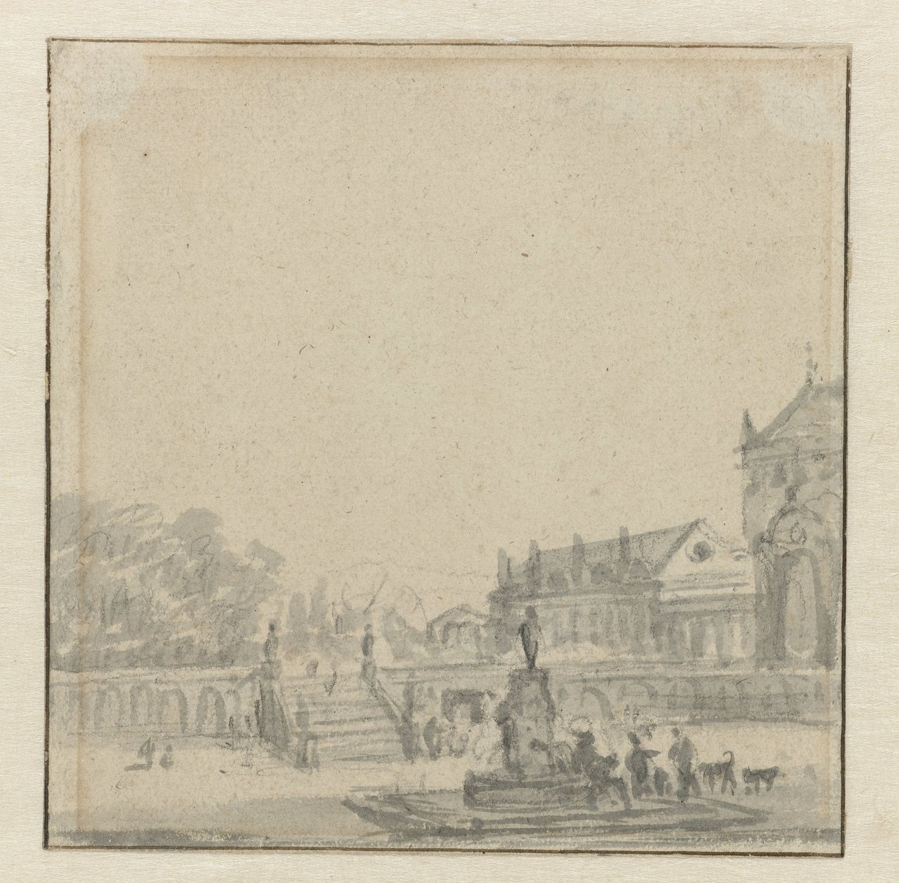 Pátio de um palácio com uma fonte de Adriaen van de Velde (possibly)