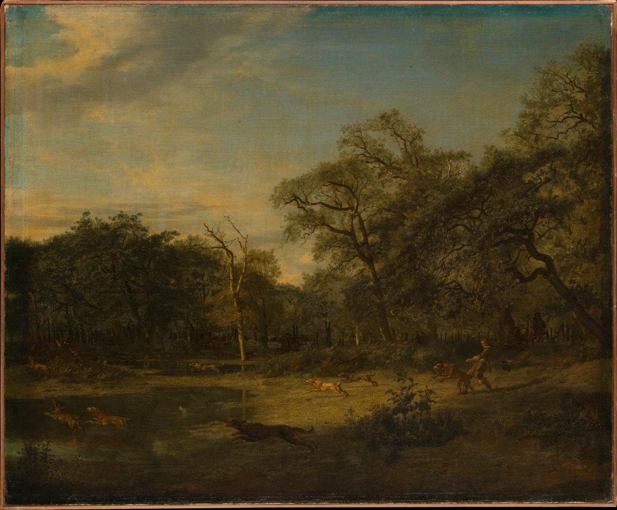 Caça ao veado numa paisagem florestal pantanosa de Adriaen van de Velde