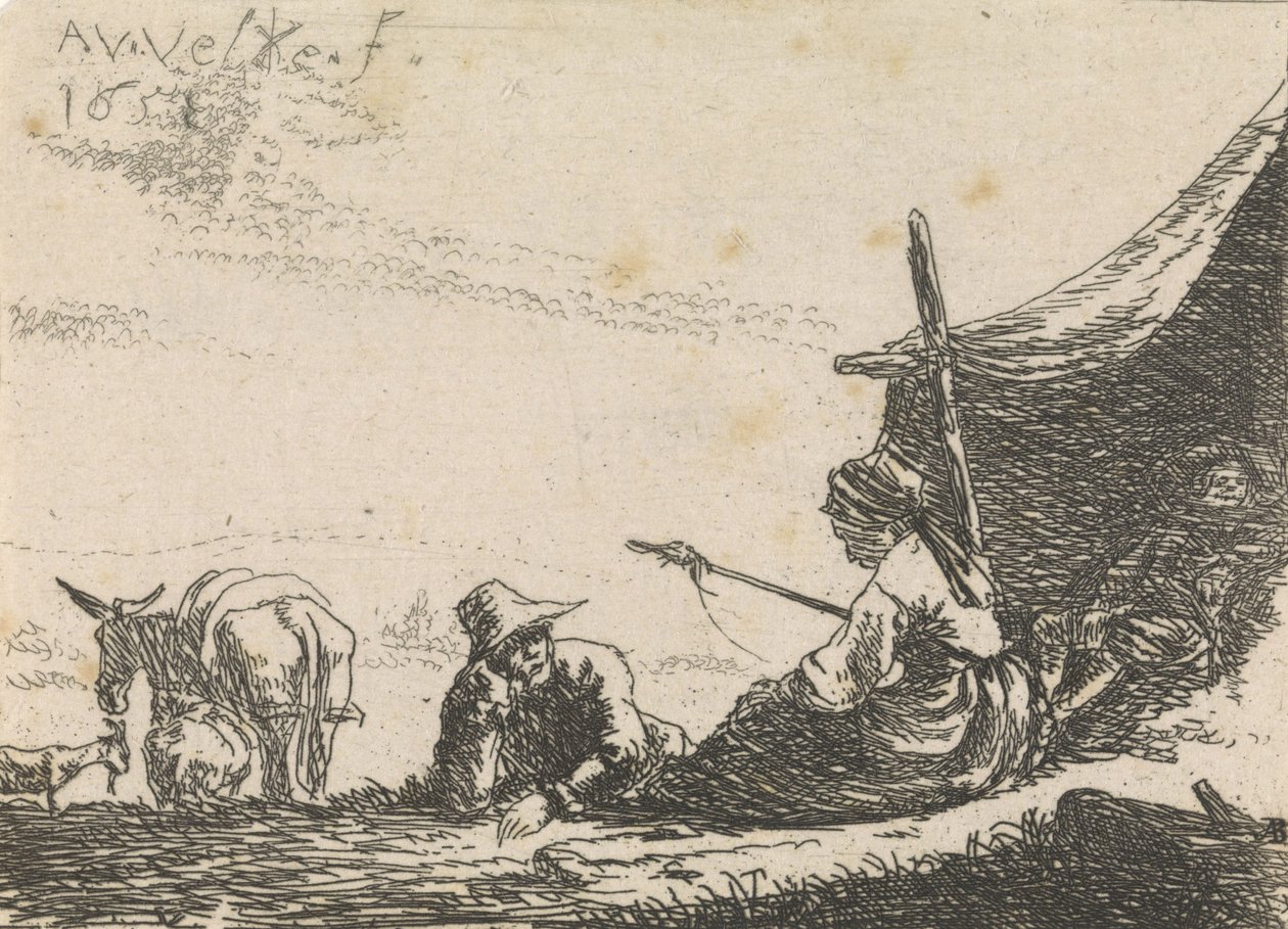 Figuras por uma tenda, 1653 de Adriaen van de Velde