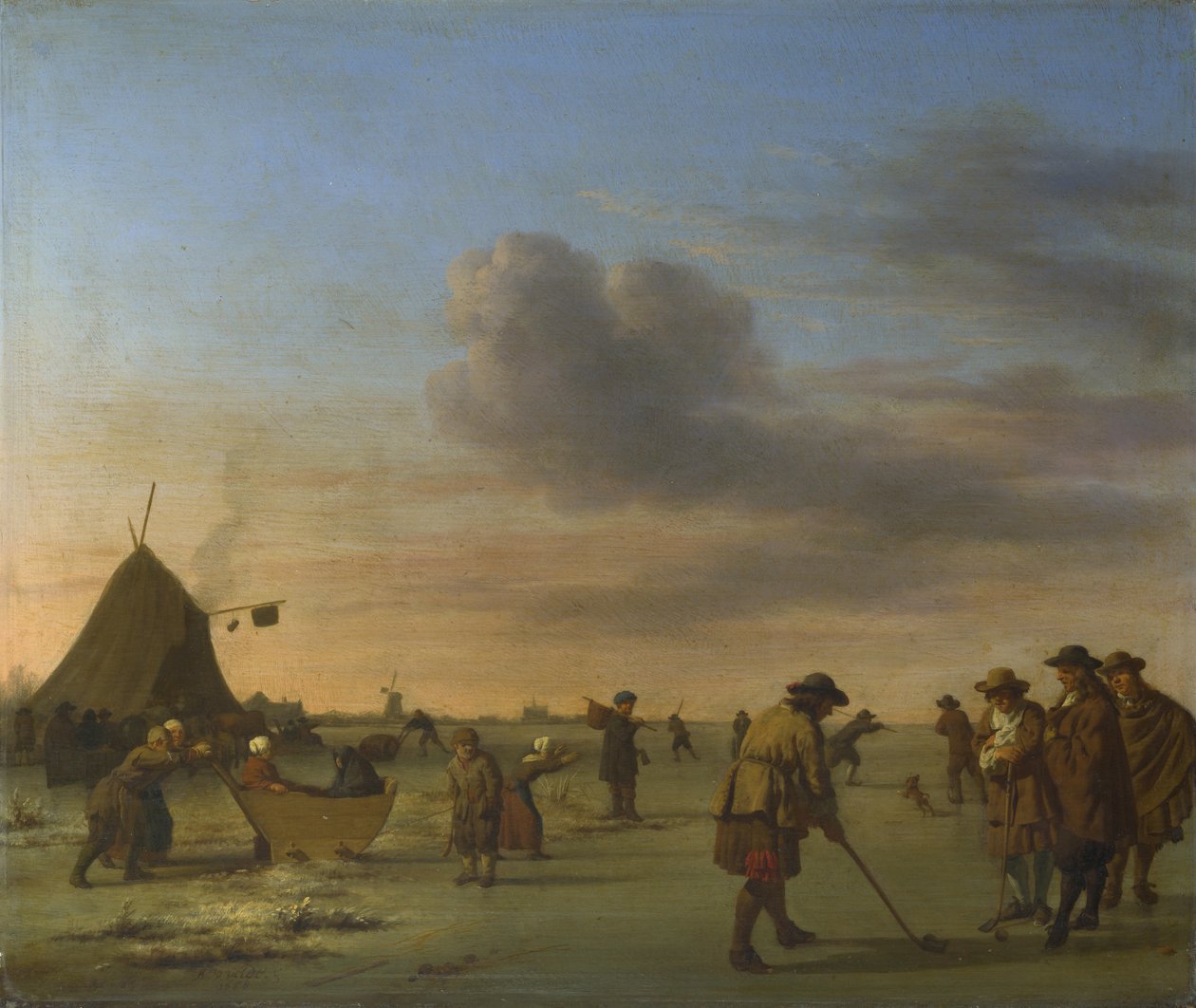 Golfistas no gelo perto de Haarlem de Adriaen van de Velde