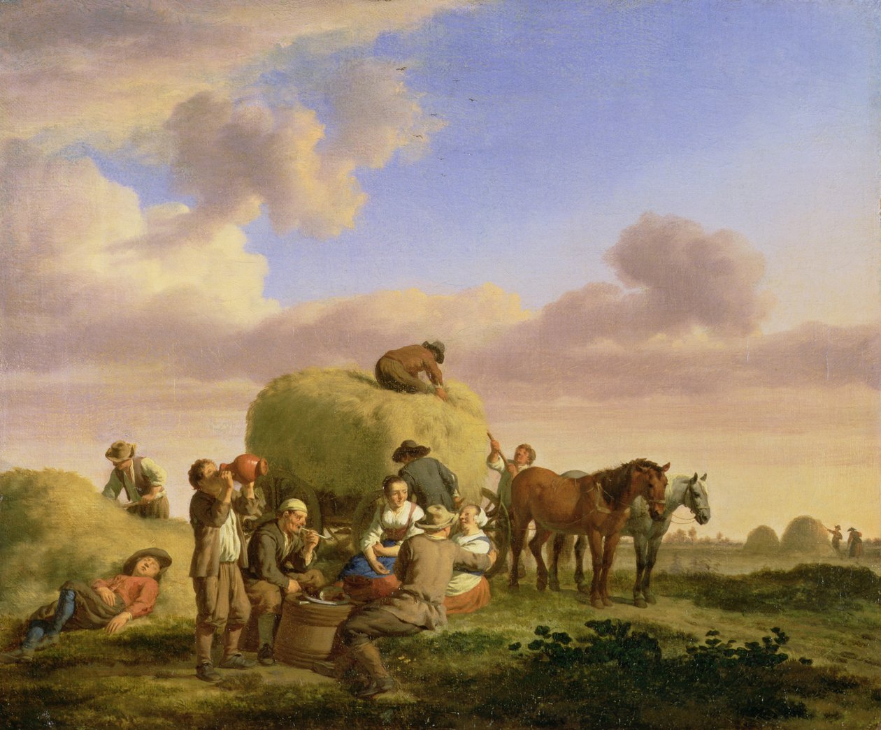 Haymakers descansando em um campo de Adriaen van de Velde