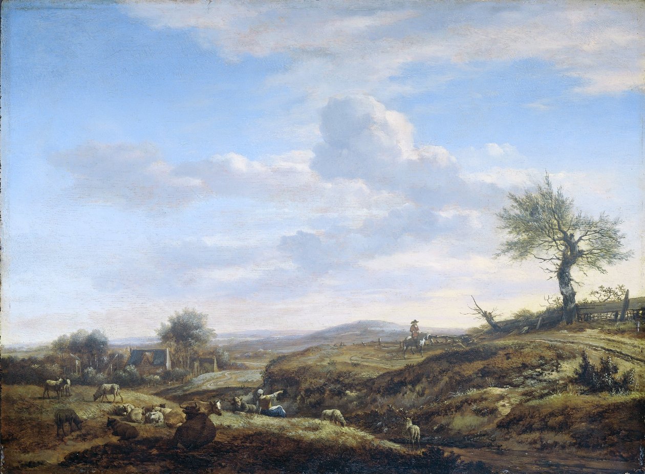 Paisagem montanhosa com estrada de Adriaen van de Velde