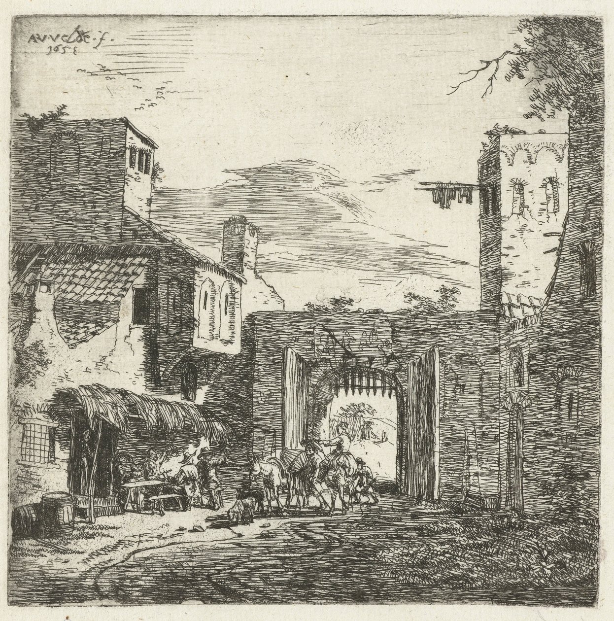 Inn no portão da cidade, 1653 de Adriaen van de Velde