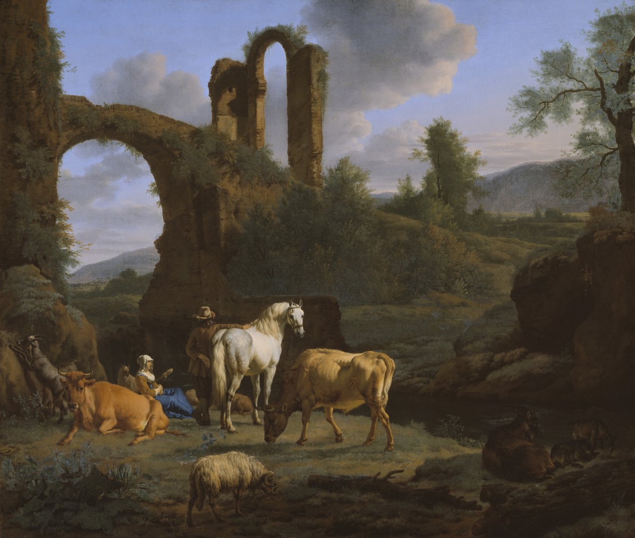 Paisagem pastoral com ruínas, 1664 de Adriaen van de Velde