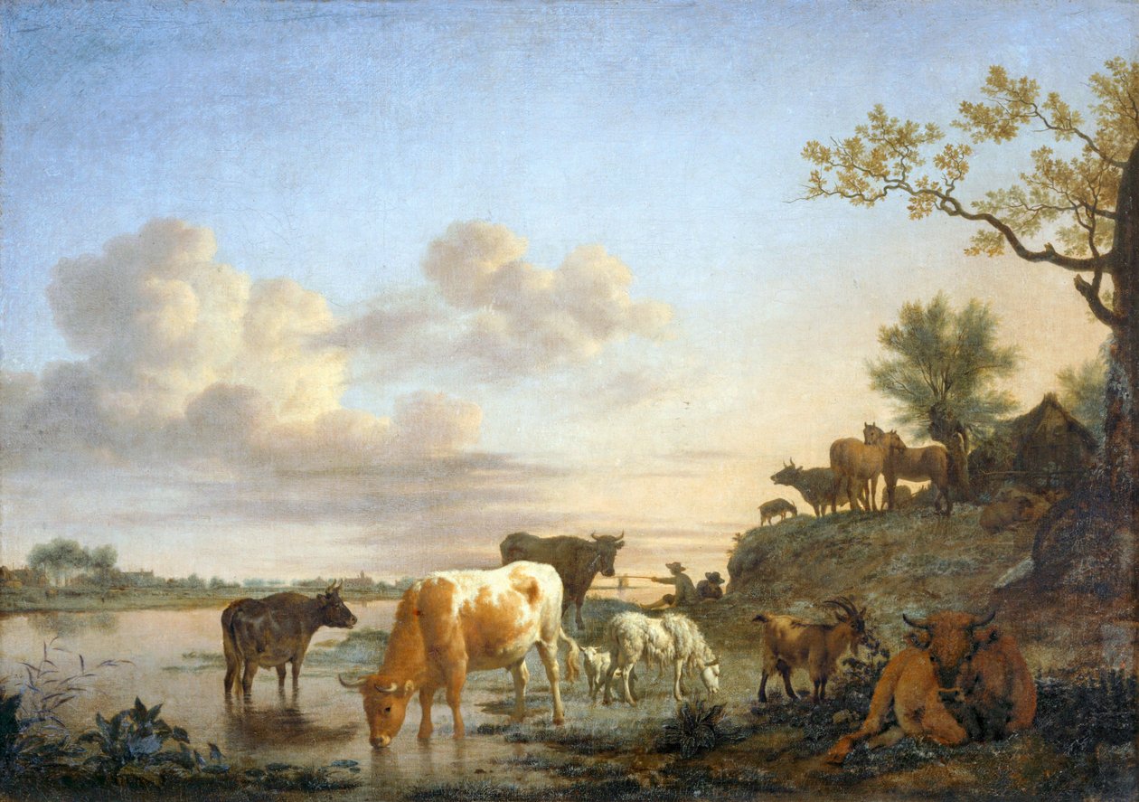 Paisagem: animais no rio ... de Adriaen van de Velde