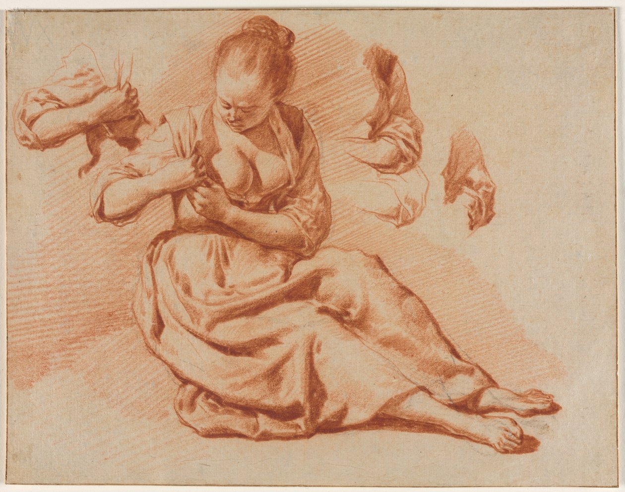 Mulher sentada procurando por pulgas de Adriaen van de Velde
