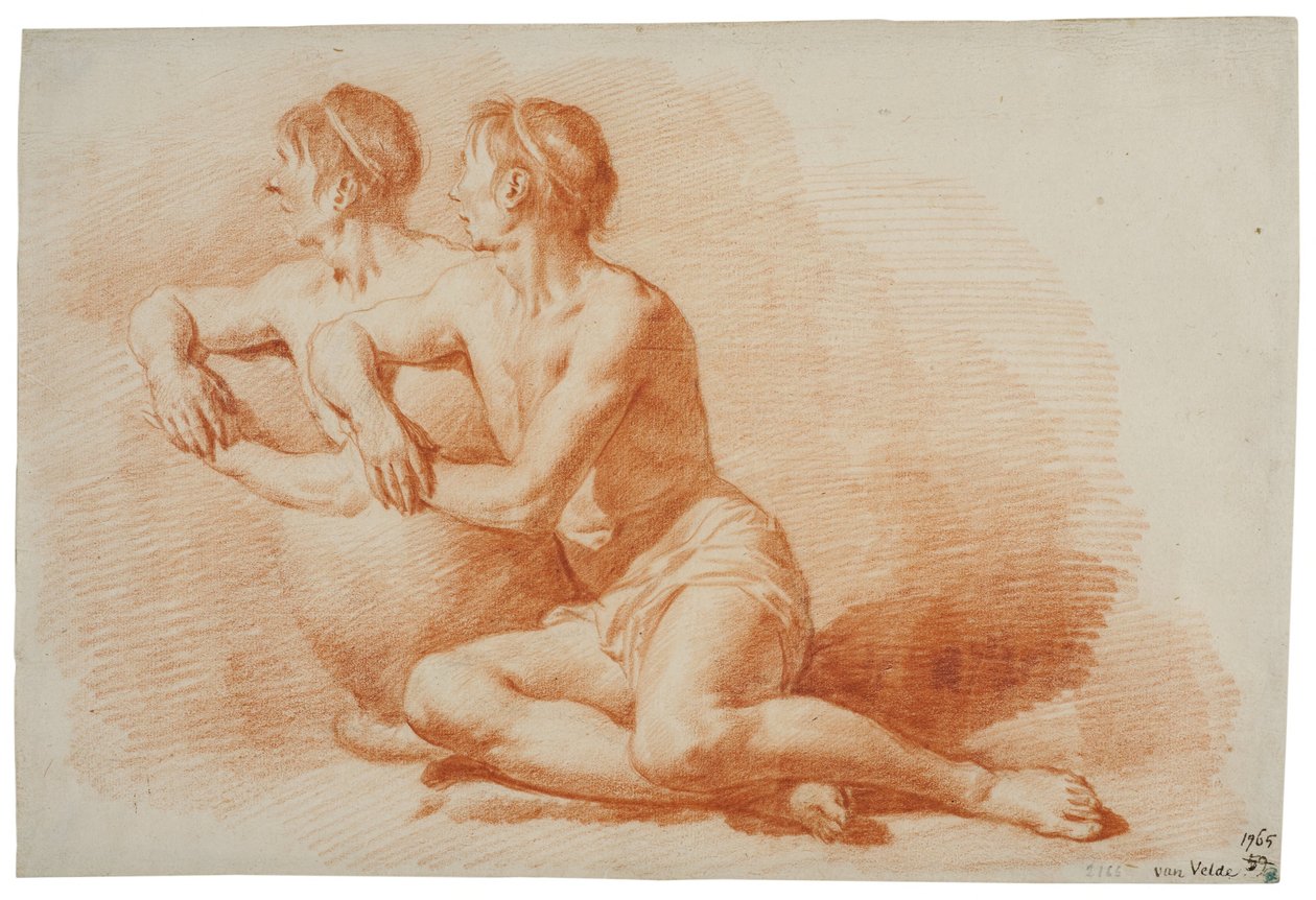 Estudo de um nu masculino sentado no chão de Adriaen van de Velde