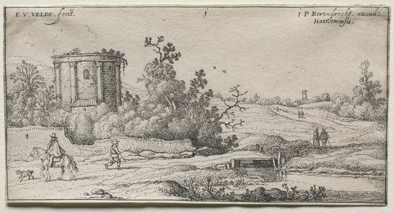 A estrada do pequeno templo redondo. de Adriaen van de Velde