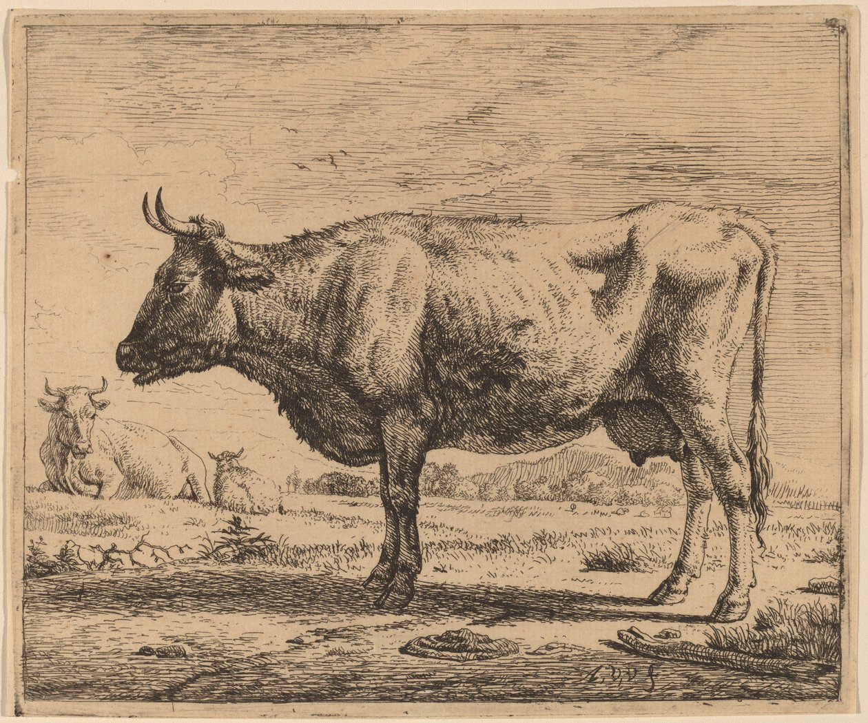 Duas vacas e uma ovelha de Adriaen van de Velde