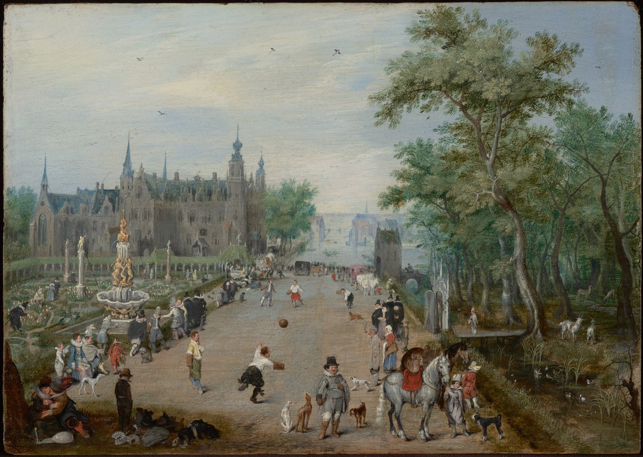 Um jogo de bola antes de um palácio de campo de Adriaen van de Venne