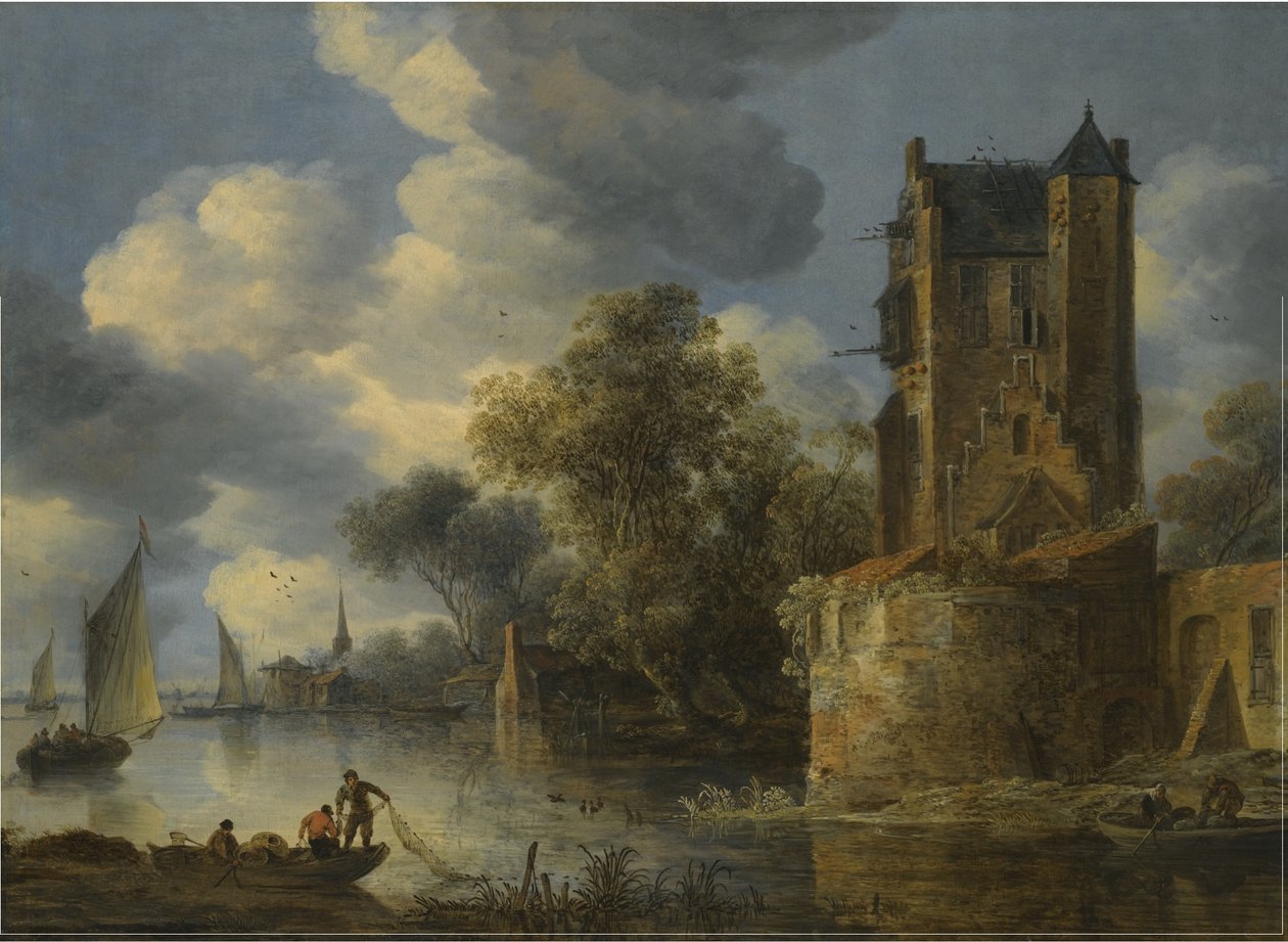 Paisagem fluvial com um bastião de Adriaen van der Cabel