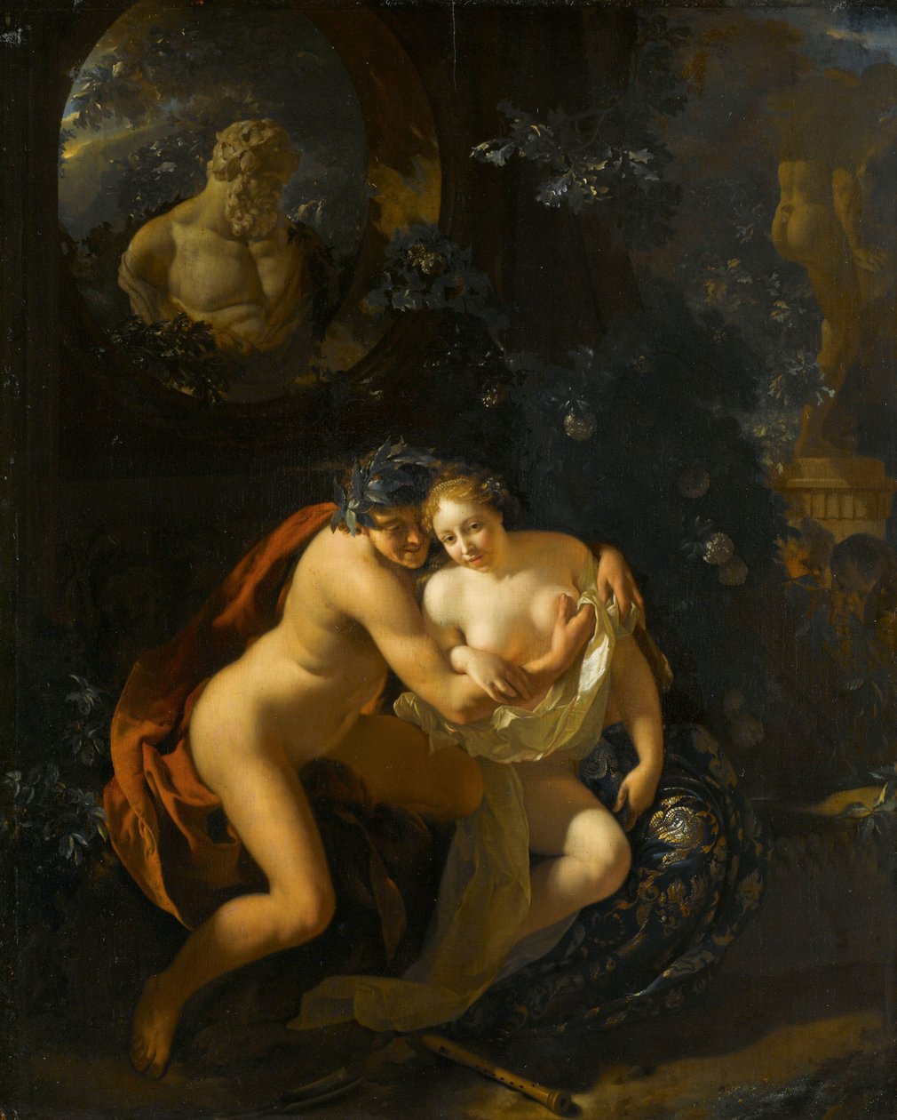 Um casal a fazer amor num parque espiado por crianças
Casal amoroso num parque espiado por crianças de Adriaen van der Werff