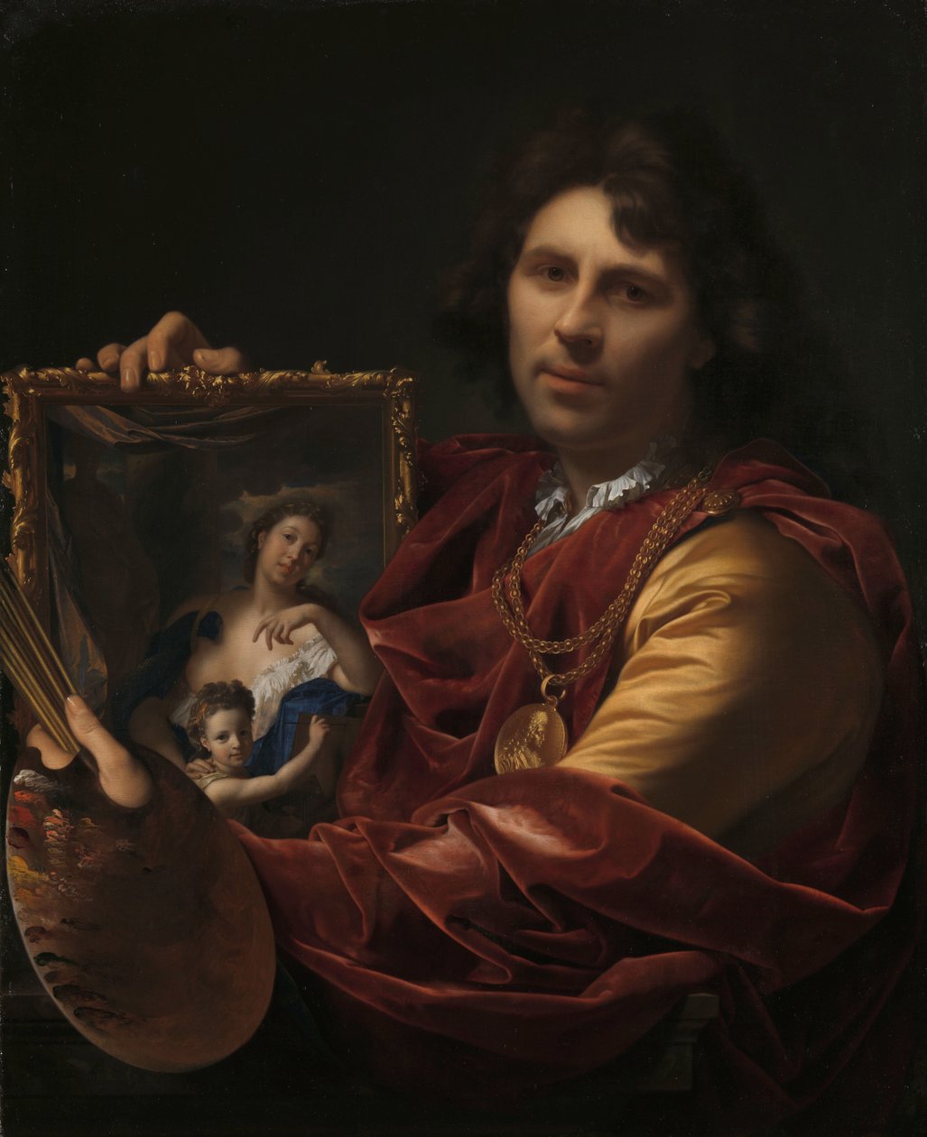Auto-retrato com o Retrato da sua Esposa, Margaretha van Rees, e da sua Filha Maria
Auto-retrato com o Retrato da sua Esposa, Margaretha van Rees, e da sua Filha Maria de Adriaen van der Werff