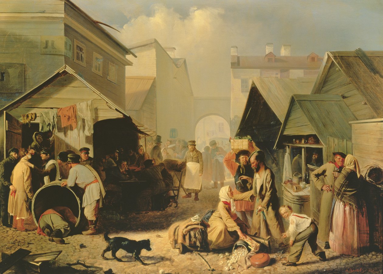 Tenda de refrescos em São Petersburgo, 1858 de Adrian Markovich Volkov