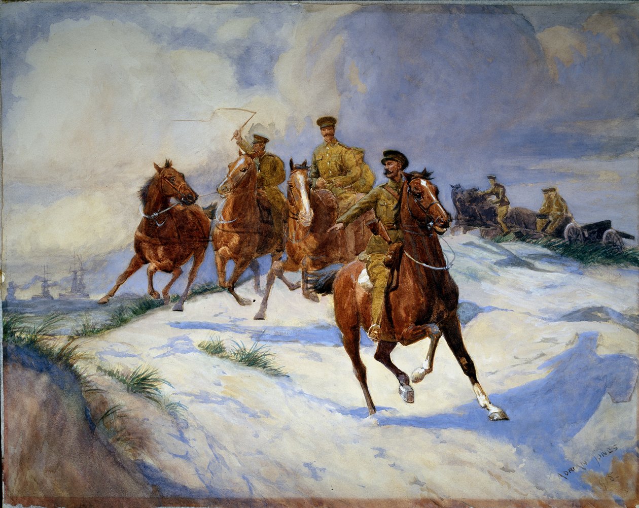 Artilharia nas Dunas, Flandres, 1915 de Adrian Jones
